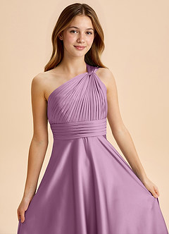 Azazie Charlize Junior Jurk van Stretch Satijn met A-Lijn Geplooid Blauweregen image6