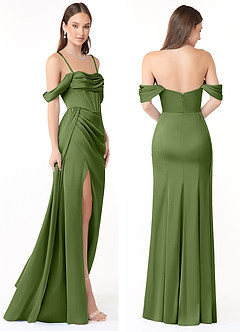 Azazie Amyra Bridesmaid Dresses Juniper Sheath Off the Shoulder Stretch Satin Convertible Dress image8