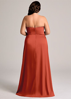 Azazie Wren Bridesmaid Dresses Rust A-Line Strapless Stretch Satin Convertible Dress image7