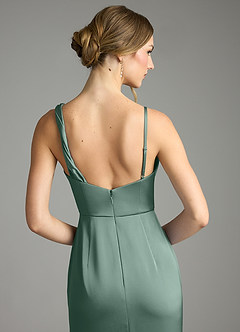 Azazie Samara Robes de demoiselle d'honneur Robe Sirène en Satin extensible Plissée Eucalyptus image6