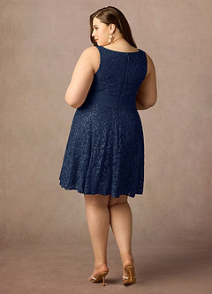 Azazie Beth Mother of the Bride Dresses Dark Navy A-Line Scoop Sequins Chiffon Dress image6