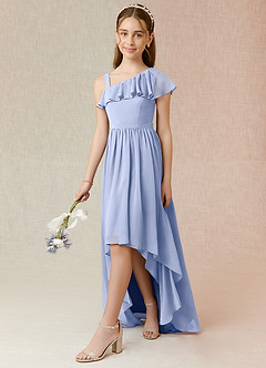 Azazie Mango Junior Robe Trapèze en Mousseline de soie Rayé Eis image3