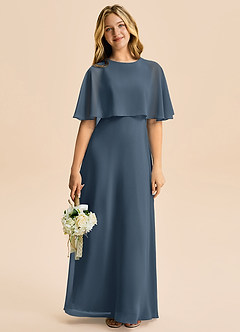 Azazie Maris Junior Linia A Szyfon Długość podłogi Młodsza druhna Sukienka image5