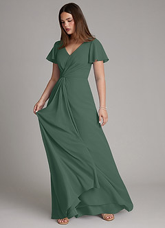 Azazie Kaya Final Sale Sea Moss A-Line Pleated Chiffon Dress image6