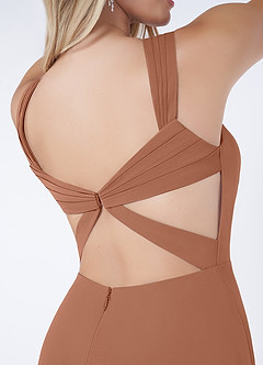 Azazie Nahrin Final Sale Matcha A-Line V-Neck Pleated Chiffon Dress image6