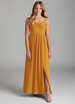 Azazie Zeya Junior Butterscotch A-Line Chiffon Dress image1
