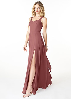 Azazie Julie Robes de demoiselle d'honneur Robe Trapèze en Mousseline de soie Encolure en Forme de Cœur Améthyste image3