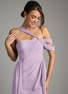 Azazie Kassandra Robes de demoiselle d'honneur Robe Trapèze en Mousseline de soie Épaule décolletée Frostiges Flieder image2