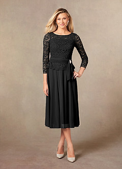 Azazie Charlee vestidos de madre de la novia Vestido de Negro de Encaje de Corte En A image1