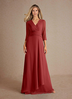 Azazie Mayfield Mother of the Bride Dresses Rust A-Line Pleated Chiffon Dress image6
