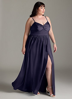 Azazie Zeya Bridesmaid Dresses Stormy A-Line Pleated Stretch Satin Dress image12