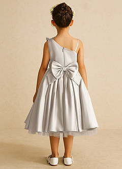 Azazie Lollipop Blumenmädchenkleider A-Linie One-Shoulder Matte Satin Kleid Frost image3