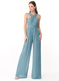 Azazie Berdie Jurken voor bruidsmeisjes Jumpsuit van Chiffon Houder Mystiek Blauw image1