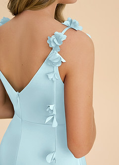 Azazie Gumdrop Junior Cloud Blue Empire Pleated Stretch Satin Dress image6