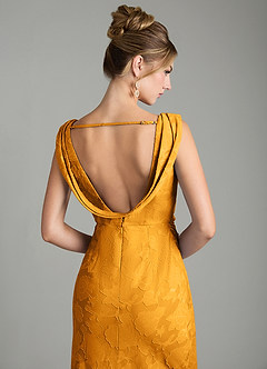 Azazie Kieryn Bridesmaid Dresses Butterscotch Mermaid Pleated Floral Burnout Dress image8