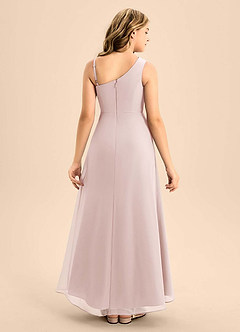 Azazie Brooke Junior Blushing Pink A-Line Side Slit Chiffon Dress image2