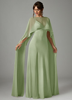 Azazie Stefania 신부 들러리 드레스 A라인 스트레치 새틴 바닥 길이 드레스 image3