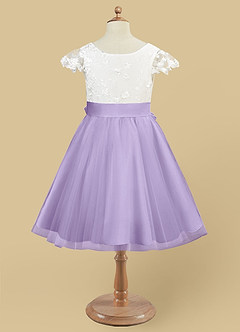 Azazie Vetty Flower Girl Dresses Ivory Lilac A-Line Lace Tulle Dress image9