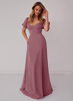 Barbie ♥ Azazie Bridesmaid Dresses Vintage Mauve A-Line Pleated Chiffon Dress image5