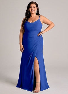 Azazie Deandra Bridesmaid Dresses Royal Blue Mermaid Pleated Chiffon Dress image9