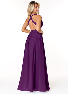 Azazie Ashia Bridesmaid Dresses Grape A-Line Pleated Chiffon Dress image2