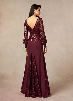Azazie Caroline Mother of the Bride Dresses Cabernet Mermaid Sequins Lace Dress image4