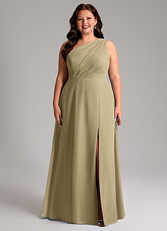 Azazie Phaedra Bridesmaid Dresses Moss Green A-Line One Shoulder Chiffon Dress image9
