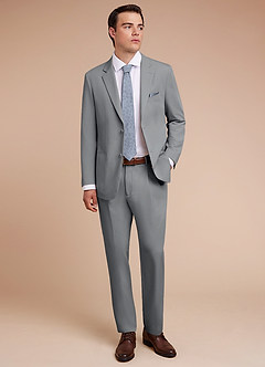 front Owen Gris Chaqueta de traje ligera a medida