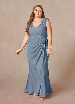 Azazie Gladys Mother of the Bride Dresses Twilight A-Line Queen Anne Lace Chiffon Dress image9