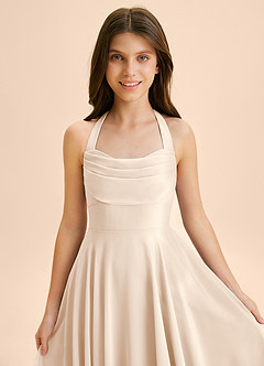 Azazie Kady Junior Robe Trapèze en Mousseline de soie Encolure en Forme de Cœur Albâtre Blanc image6