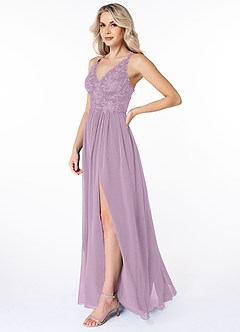 Azazie Shanna Bridesmaid Dresses A-Line Lace Chiffon Floor-Length Dress image4