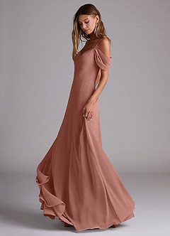 Azazie Marley Bridesmaid Dresses Cedar Rose A-Line Off the Shoulder Chiffon Convertible Dress image3