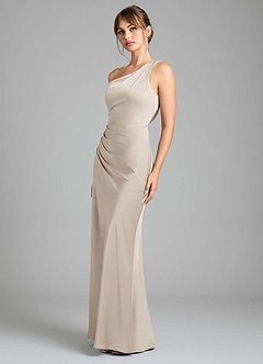 Azazie Madelyn Bridesmaid Dresses Frost Mermaid One Shoulder Stretch Satin Convertible Dress image6