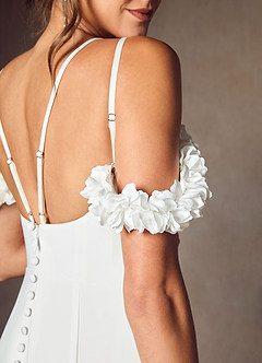 Azazie Jaqueline Wedding Dresses Diamond White Mermaid Convertible Crepe Back Satin Dress image3