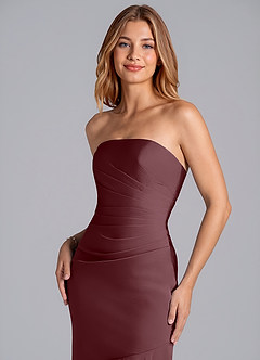 Azazie Danie Bridesmaid Dresses Sangria Sheath Strapless Chiffon Dress image7