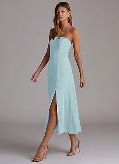 Azazie Wren Bridesmaid Dresses Sea Glass A-Line Strapless Chiffon Dress image3