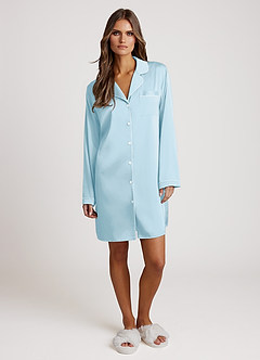 front Robes satijnen jurk met mouwen en kraag