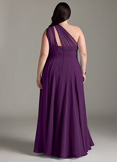 Azazie Charlize Bridesmaid Dresses Grape A-Line One Shoulder Chiffon Dress image8