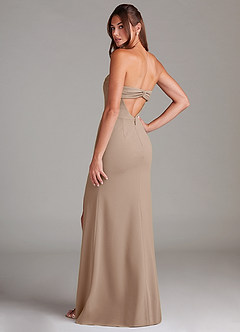 Azazie Leonis Jurken voor bruidsmeisjes Converteerbaar Jurk van Stretch crêpe met Kolom Strapless Taupe image3