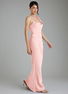 Azazie Sabrina Bridesmaid Dresses Powder Pink Mermaid Corset Stretch Satin Dress image9
