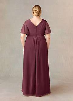 Azazie Morning Glory Mother of the Bride Dresses Cabernet A-Line V-Neck Ruched Chiffon Dress image6