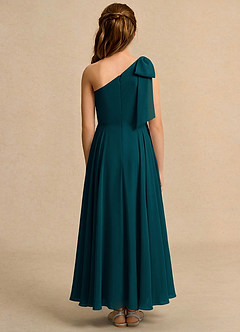 Azazie Guppy Junior Formal Jurken voor bloemenmeisjes A-Lijn Jurk van Chiffon One-Shoulder Pijnboom image2