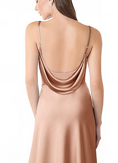 Azazie Alaija Jurken voor bruidsmeisjes Jurk van Stretch Satijn met Zeemeermin Zijsplit Rosé Goud image6