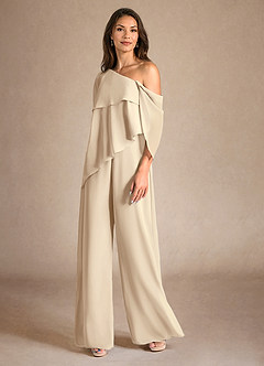 Azazie Halima Kleider für die Brautmutter Overall/Jumpsuit Seitliche Cut-Outs Chiffon Kleid Champagner image2