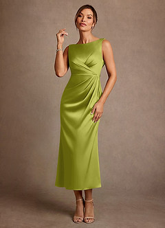 Azazie Mazhe Kleider für die Brautmutter A-Linie Plissee Stretch-Satin Kleid Zitronengras image1