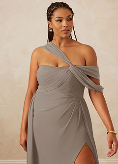 Christian Siriano Bridal for Azazie 1014 Bridesmaid Dresses Taupe A-Line Off the Shoulder Chiffon Dress image15