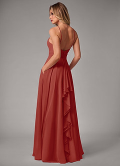 Azazie Amalia Bridesmaid Dresses Terracotta A-Line Pleated Chiffon Dress image2