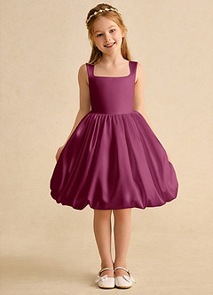 Azazie Nirvana Robe Demoiselle D'honneur Fillette Robe Princesse en Mat Satiné Rayé Mûre image2