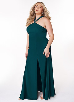 Azazie Rue Bridesmaid Dresses Pine A-Line Halter Chiffon Dress image9