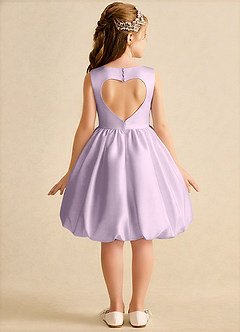 Azazie Nirvana Flower Girl Dresses Frosted Lilac Ball-Gown Ruched Matte Satin Dress image1